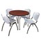 Kee Kee Round Table & Chair Set, Wood, Metal, Plastic Top, Cherry TB42RNDCHBPCM47GY - alternate 1